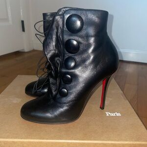 Christian Louboutin Black and Red Heeled Boots